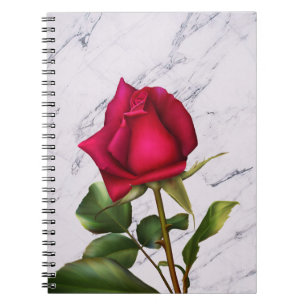 Carnet Rose rouge moderne Marbre Glam Floral Fleur