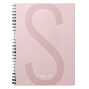 Carnet Rose Simple Moderne Grande Initiale Amusement Pers