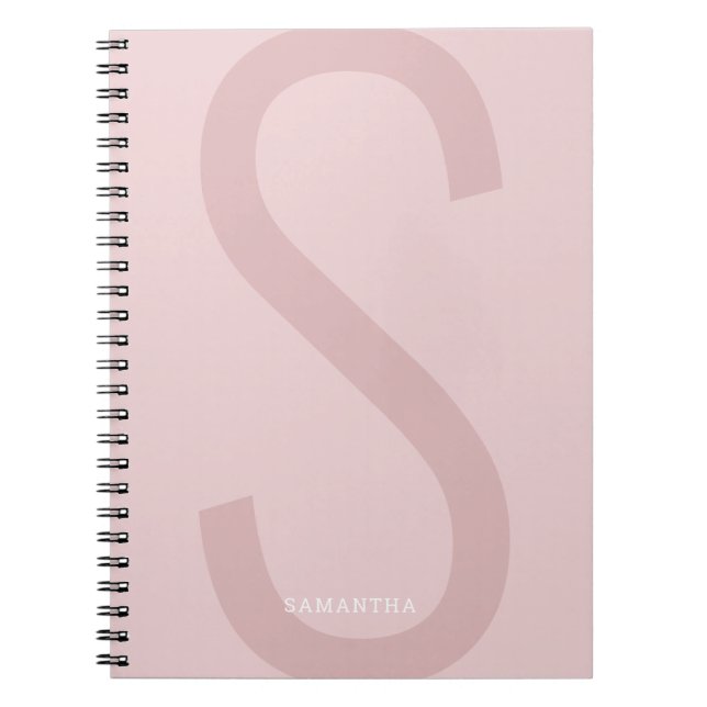 Carnet Rose Simple Moderne Grande Initiale Amusement Pers (Devant)