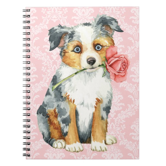 Carnet Rose Valentin Mini Berger Américain (Devant)