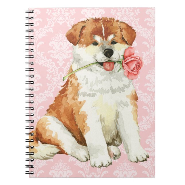 Carnet Rose Valentine Akita (Devant)