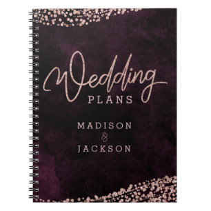 Carnet Rose Vin Bourgogne Gold Confetti Wedding planner