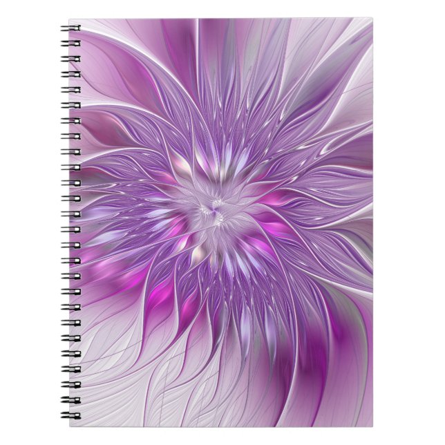 Carnet Rose violet passion Fleur Art Abstrait Fractal (Devant)