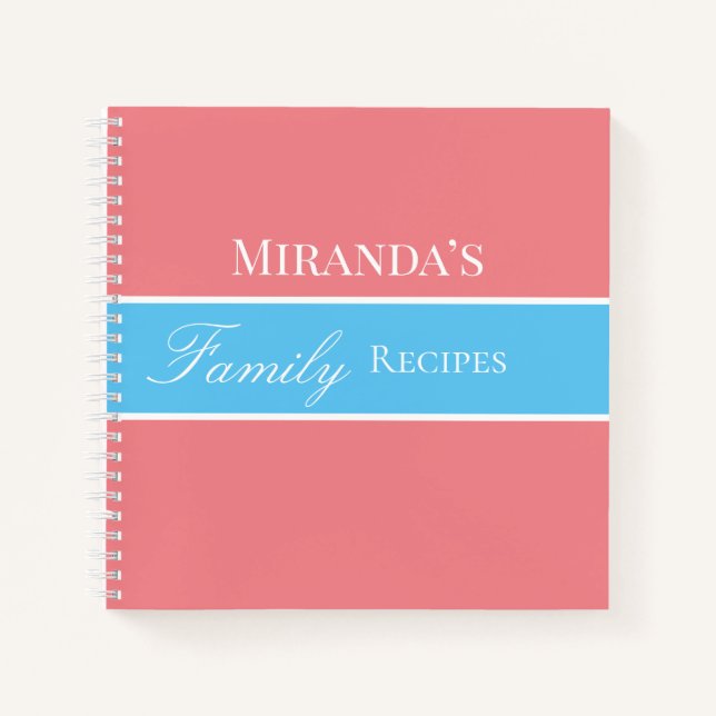 Carnet Rose Votre Nom Famille Recettes Script Typographie (Devant)