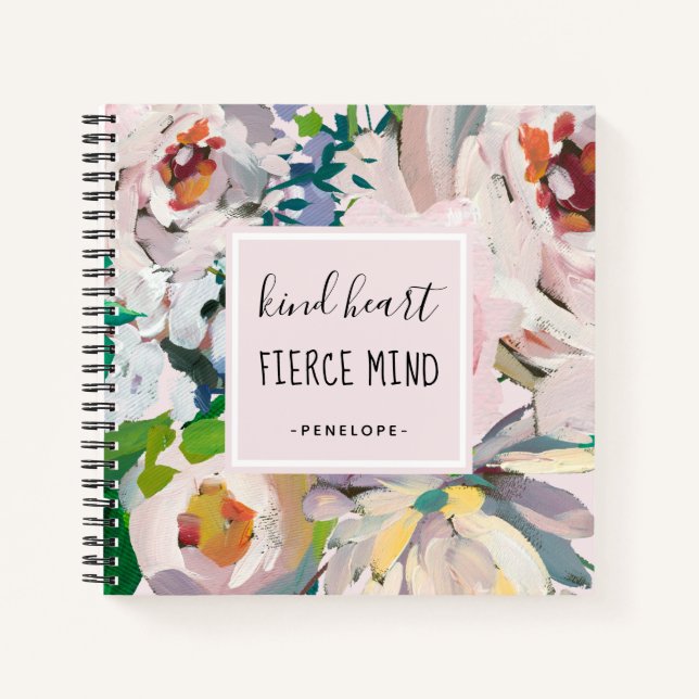Carnet Rosée Noire Coeur Fierce esprit avec nom (Devant)
