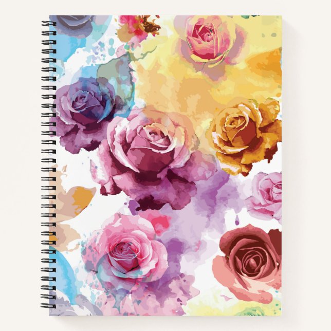 Carnet Roses à l'aquarelle (Devant)