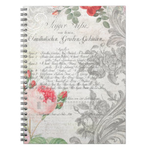 Carnet Roses anciens, manuscrits gravés et script