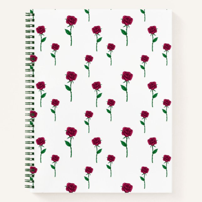 Carnet Roses avec tige romantique design Saint Valentin (Devant)