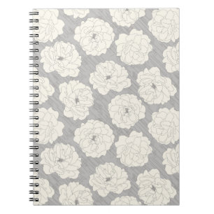 Carnet Roses blanches sur gris clair - motif sans soudure