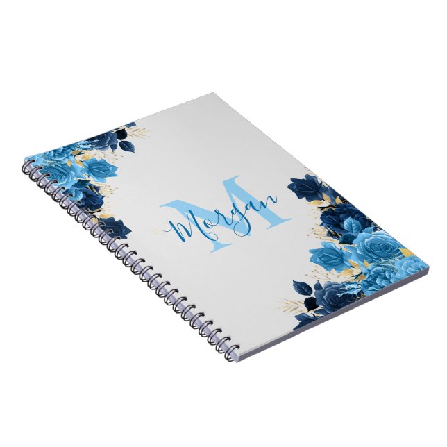 Carnet Roses Bleus Avec Script Parties scintillant Or Mon (Côté Droit)