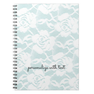 Carnet Roses de dentelle blanche à la menthe