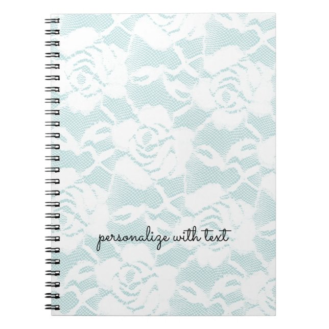 Carnet Roses de dentelle blanche à la menthe (Devant)