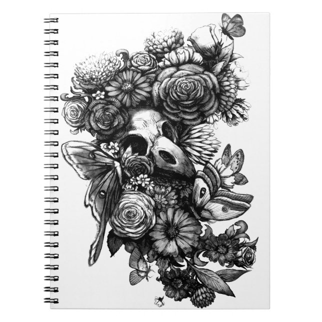 Carnet Roses et mites - noir (Devant)