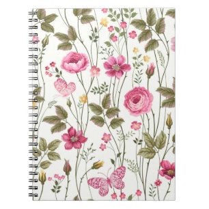 Carnet Roses et papillons : Floral Seamless