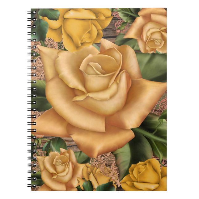Carnet Roses Jaunes & Pays Bois Rustique Chic Chic (Devant)