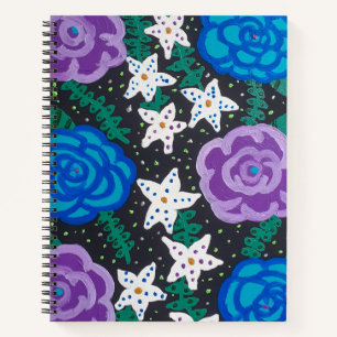 Carnet Roses pourpres et bleus
