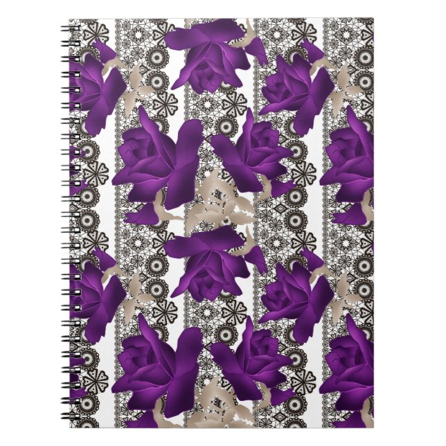 Carnet Roses rétro, violet (Devant)