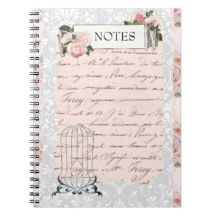 Carnet Roses roses et écrits d'antiquités