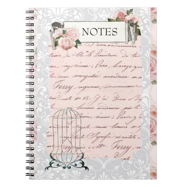 Carnet Roses roses et écrits d'antiquités (Devant)