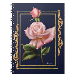 Carnet Roses roses Navy et or Moderne Rustique Glamour