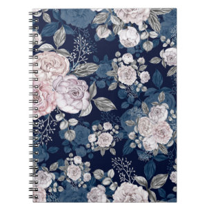 Carnet Roses roses roses Bleu foncé : Vintage