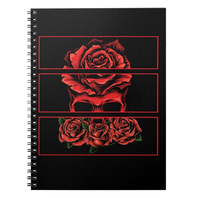 Carnet Roses rouges Crâne gothique Wicca Fleurs gothiques (Devant)