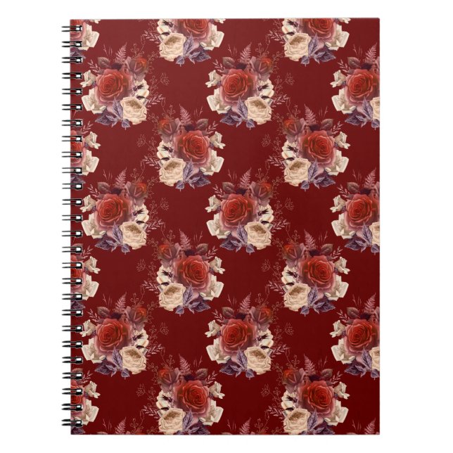 Carnet Roses rouges romantiques Floral (Devant)