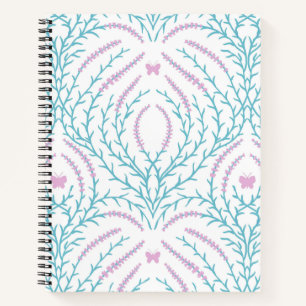 Carnet Roses sauvages et papillons /rose/vert pâle/jaune