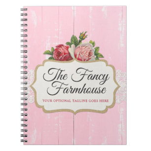 Carnet Roses vintages floraux roses en bois rustiques