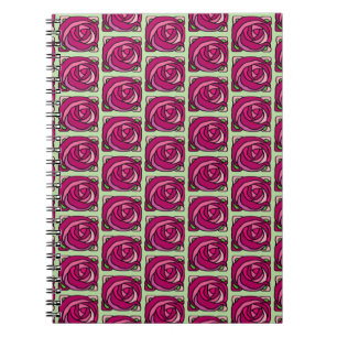 Carnet Roses vintages Pink et vert motif floral