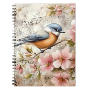 Carnet Rossignol Fleurs Roses  