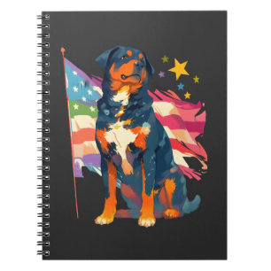 Carnet Rottweiler patriotique avec drapeau américain