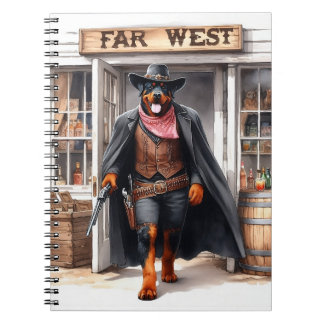 Carnet Rottweiler Sheriff dans le Far West Saloon aquarel
