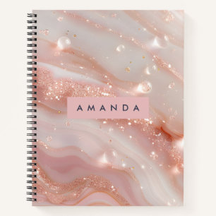 Carnet Rouge à joues personnalisé Marbre Rose Gold Sparkl