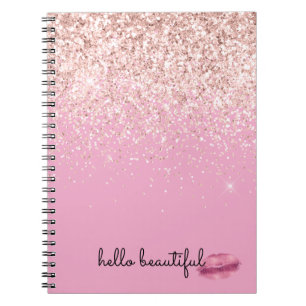 Carnet Rouge à lèvres rose pailleté