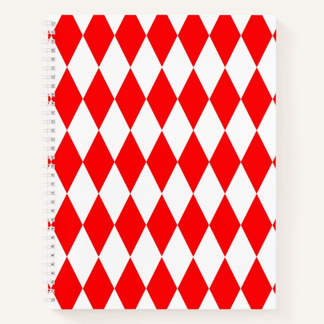 Carnet Rouge blanc Arlequin Diamants Checkers Design (Devant)