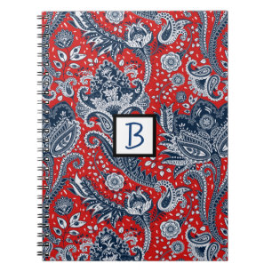 Carnet Rouge Blanc & Bleu Floral Paisley Bohème Bohème