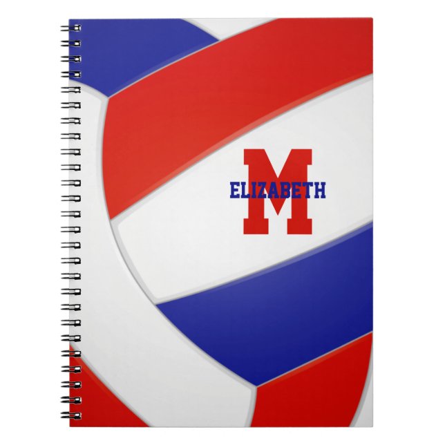 Carnet rouge blanc équipe couleurs filles garçons volley- (Devant)