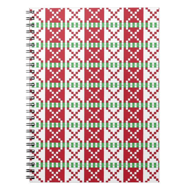 Carnet Rouge, blanc, vert letton Letton Ethnic Folk art (Devant)