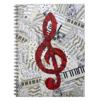 Carnet rouge de musique de clef triple
