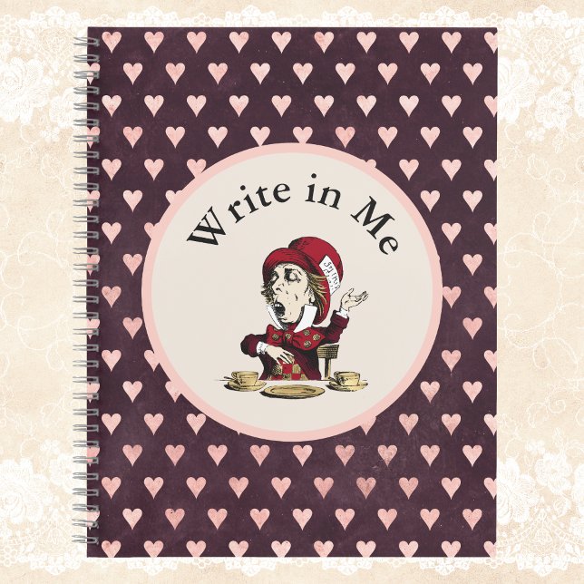 Carnet Rouge Écrire en moi Mad Hatter Alice au Pays des m (Créateur téléchargé)