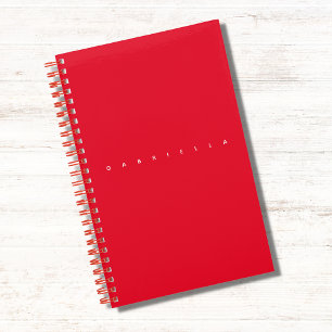 Carnet Rouge esthétique Minimaliste Bold Nom Chic