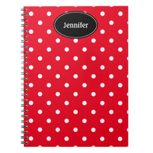Carnet Rouge et Blanc Points Personalisés