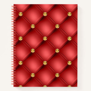 Carnet Rouge et or Diamant Tufted Cuir Texture luxe
