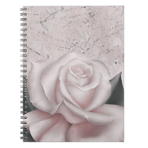 Carnet Rouge Fleur Blanche Glamour Moderne Marbre Shabby 