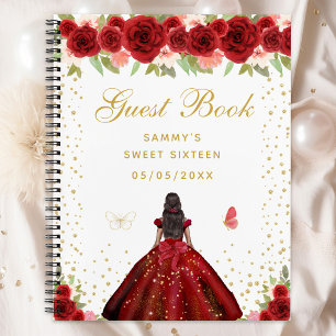 Carnet Rouge Floral Peau foncée Princesse Sweet sixteen