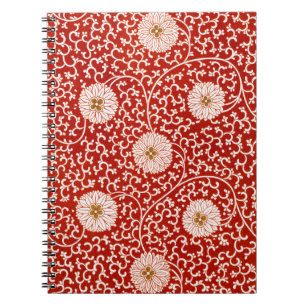 Carnet Rouge Floral Vibrant Ornate Classé Motif