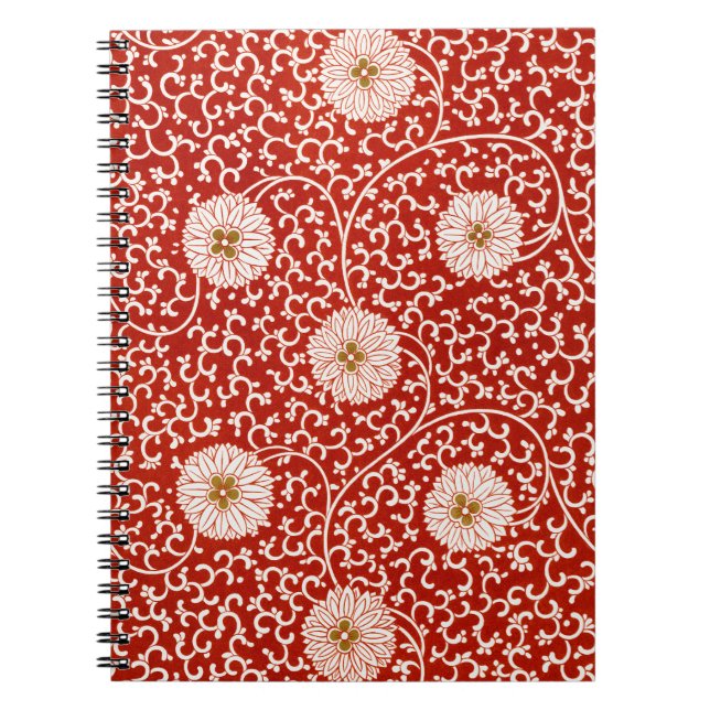 Carnet Rouge Floral Vibrant Ornate Classé Motif (Devant)