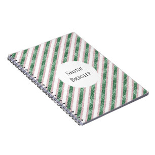 Carnet Rouge Gaze Rose Vert Paillettes Rayures