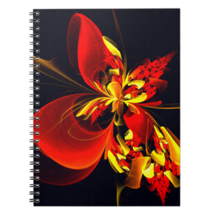Carnet Rouge Jaune Floral Moderne Résumé Modèle Art #10
